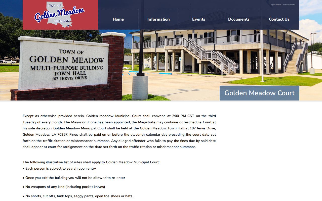Golden Meadow Municipal Court official information source