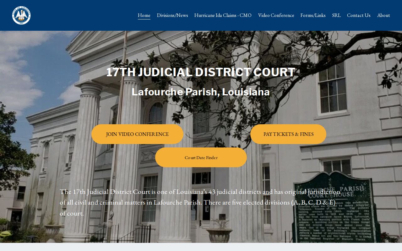 17th Judicial District Court official Lafourche Parish website