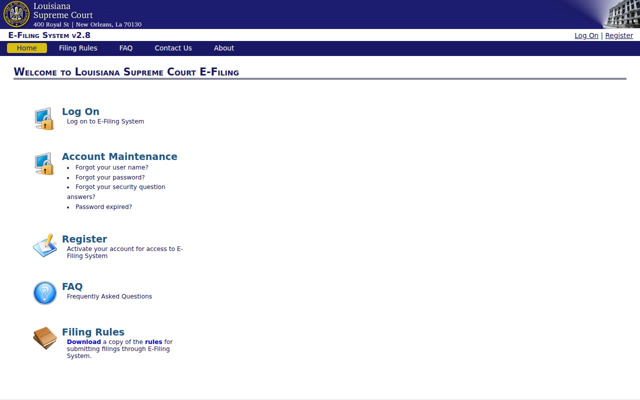 Louisiana Supreme Court CDX public access notice