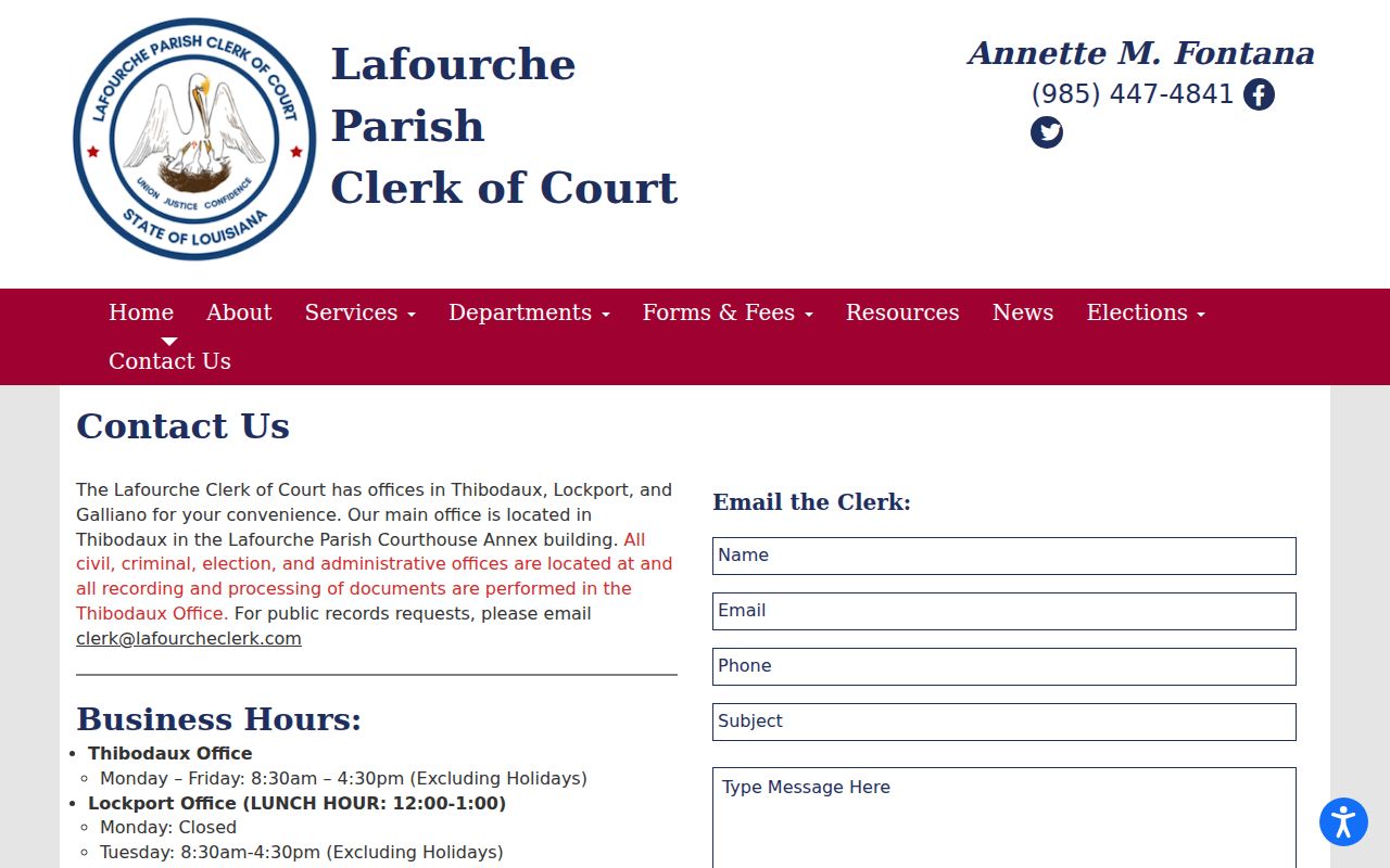 Lafourche Clerk source for the Lockport satellite office