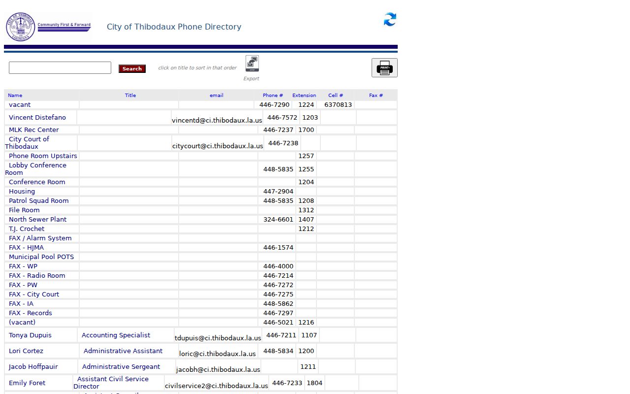 Thibodaux City Court directory source for court contact information